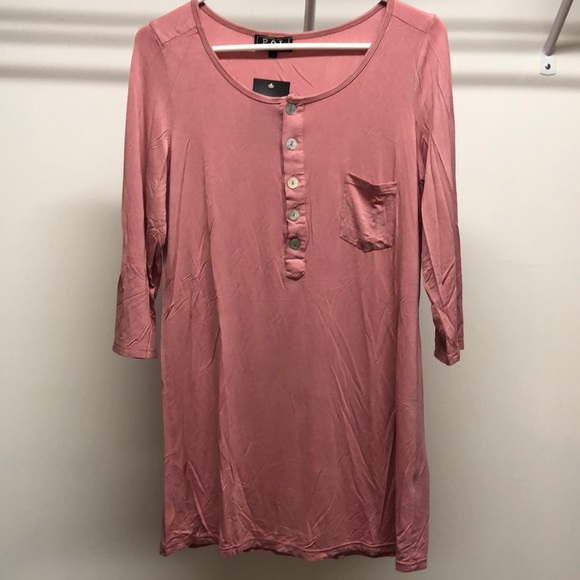 NWT Pink Button Up Henley - Picture 4 of 6